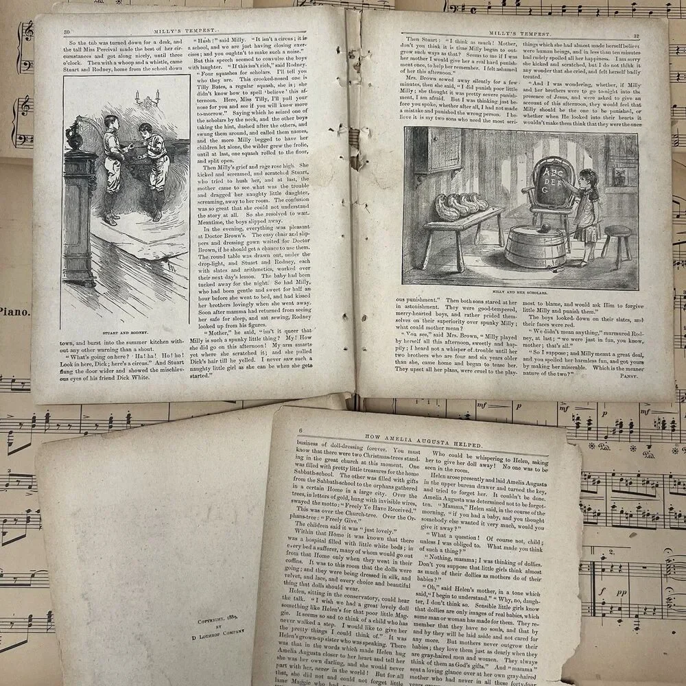 Ephemera Lot Vintage Old Book Pages Images Music Junk Journal Art Crafts 80 Pcs